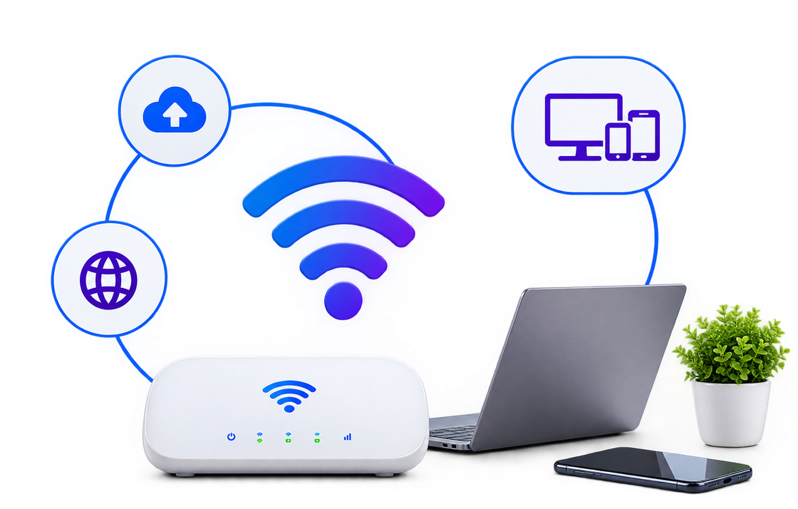 A home with fixed-wireless internet connecting everyday devices